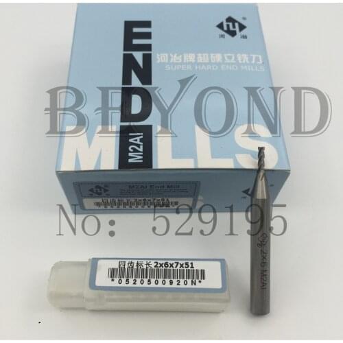 4F-2*6*7*51,2016 New Fresa 10pcs high Speed Steel Square Flatted Mill,4 Flute,full Grinding Type Center Cutter,hss Mills Cutter