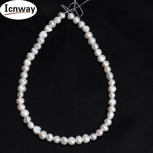 5strands Natural AA baroque white freshwater Pearl 8-9mm For Jewelry Making 15inches DIY necklace FreeShipping Wholesale