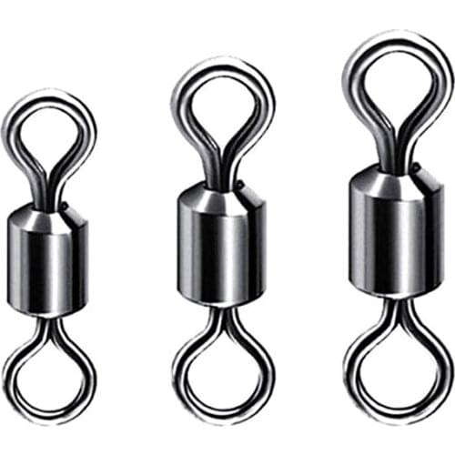 50PCS/Lot Ball Bearing Rolling Swivel Solid Rings Fishing Hook Connector Lures Fishing Tackle