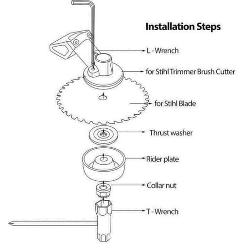 Grass Blade Adapter Attachment Kit Thrust Washer T-Wrench for Stihl String