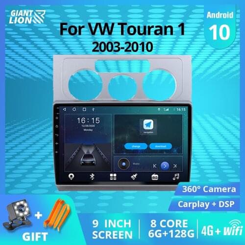 2DIN Android10.0 Car Radio For Volkswagen Touran 1 2003-2010 GPS Navigation Stereo Receiver Auto Radio Car Multimedia Player IGO