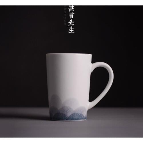 Jingdezhen creative ceramic coffee cup simple gradient Japanese lovers Cup Mug high temperature resistant