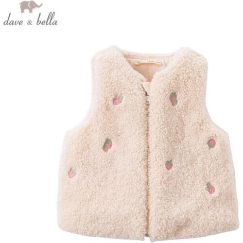 DBZ15988 dave bella winter kids girls cute fruit strawberry padded coat children fashion sleeveless vest