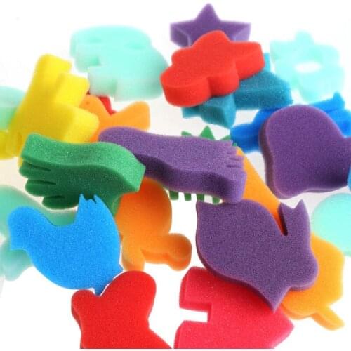 24Pcs/Set Childrens Kids Paint Animal Shaped Sponge Toys for Art Craft Painting C1