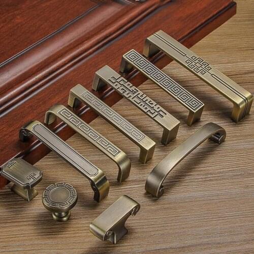 European Simple Antique Wardrobe Cabinet Door Handle Retro Red Bronze Small Drawer Handle Knobs Furniture