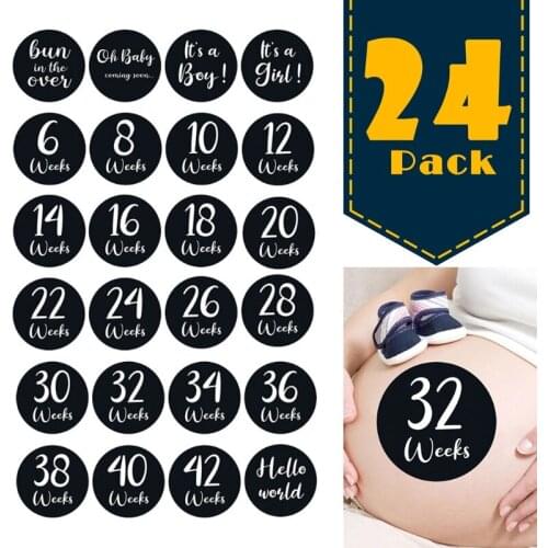 24 Pcs/Set Newborn Baby Monthly Stickers Milestone Memories Photo Props Baby Pregnant Women Monthly Photograph Stickers