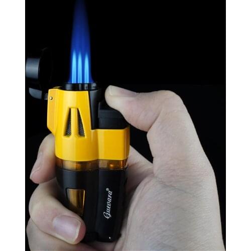Guevara 3 Flame Jet Torch Cigar Lighter Butane Vintage Mental Butane Torch Lighters With Punch