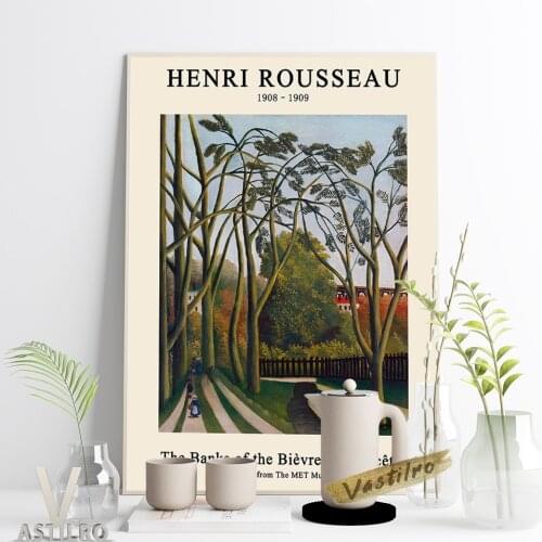 Henri Rousseau Exhibition Museum Poster The Banks Of The Bievre Near Bicetre Art Prints Canvas Painting Gallery Home Decor Gift