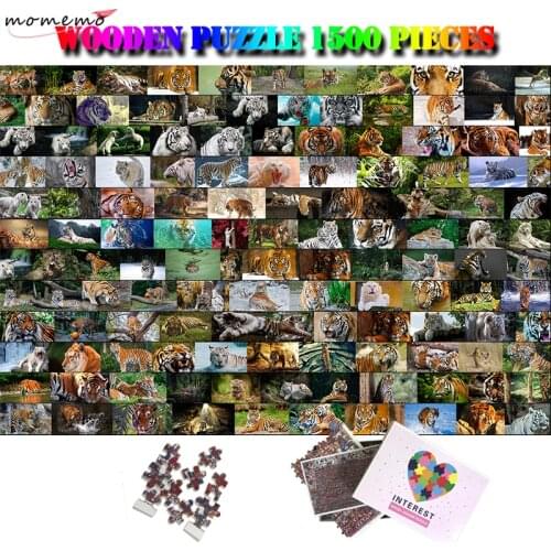 MOMEMO Tiger Collection Adult Puzzle 1500 Pieces Puzzle Toys Wooden Difficult Jigsaw Puzzle Decompression 1500 Piece Puzzles Toy