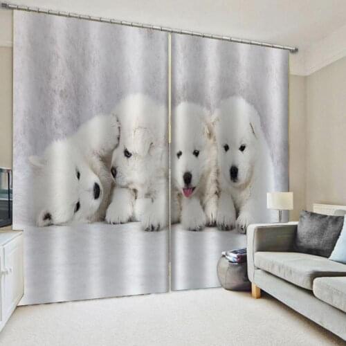 Beautiful Photo Fashion Customized 3D Curtains white animal curtains 3D Curtain stereoscopic lifelike