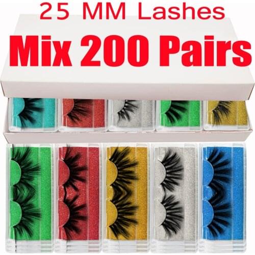 LEKOFO Wholesale 25mm Lashes 10/30/50/100/200Pairs 6D Mink Eyelashes Fluffy Dramatic false Eye lashes Reusable Long Eyelash New