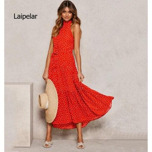 Summer Long Dress Polka Dot Casual Dresses Black Sexy Halter Strapless 2021 Yellow Sundress Vacation Clothes for Women