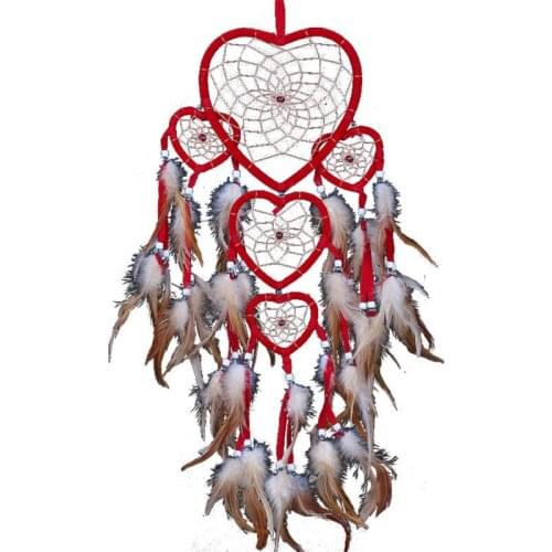 New Handmade Love Heart Dream Catcher With Feathers Wall Hanging Decoration Ornament