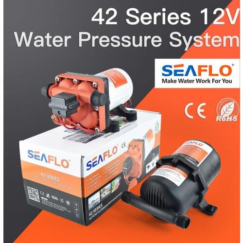 SEAFLO 42 Series Diaphragm Water Pump 3.0GPM 55PSI 24V Self Priming Pump Yacht Boat Marine RV High Pressure Supply 4 Chamber