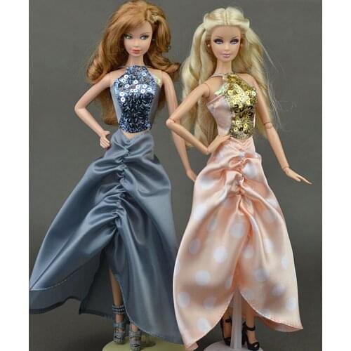 Fashion Doll Dress For Barbie Doll Purely Manual Party Off Shoulder Dresses Clothes For 1/6 BJD Dolls Accessories Kids Toy Gift