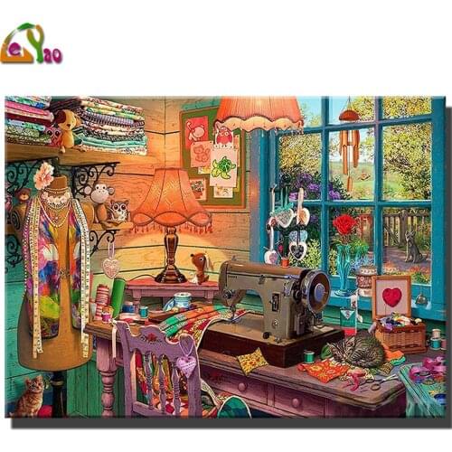 Sewing Room 5d Diy Diamond Painting Mosaic Full Square Drill Diamond Embroidery Sale Landscape Cross Stitch Kits Handmade Gift