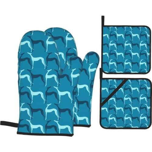 2021 New Oven Mitt And Pot Holder 4 Set Kitchen Heat Resistant Mitten Baking Glove For Microwave Cooking Accessories Wholesale