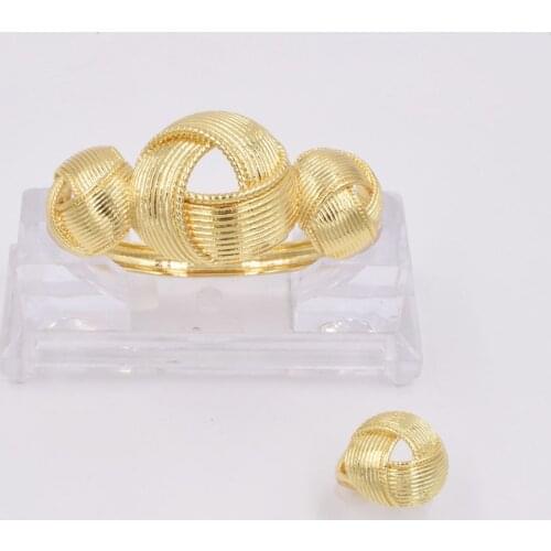 NEW High Quality Ltaly 750 Gold color Jewelry Set For Women african beads fashion Bracelet Ring jewelry