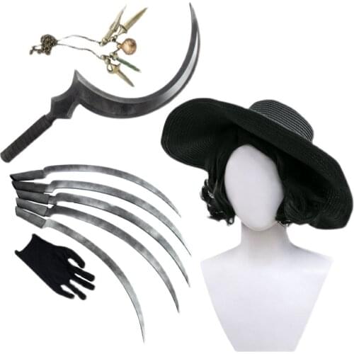 New Dimitrescu Moth Lady Claws Nail Paws with Gloves Evil Village Cosplay Female Vampire Necklace Halloween Cosplay Accessories