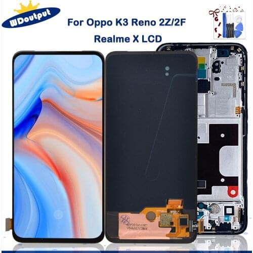 Original AMOLED For OPPO Reno2 Z Realme X Full LCD Display Screen Touch Panel Digitizer For Oppo K3 Reno 2Z 2F LCD With Frame
