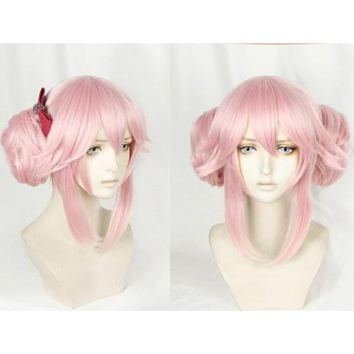 Fate/Grand Order Servant Cosplay Wig Tamamo No Mae Cosplay Wig Pink Hairpiece Wigs With Clip On Ponytail Halloween Carnival Wig