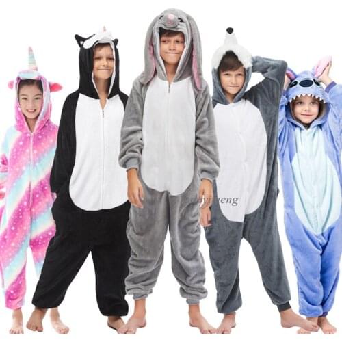 Kigurumi Unicorn Pajamas Childrens Sleepwear for Boys Girls Kids Onesies Animal Winter Warm Pyjamas Kids Baby Cartoon Costumes