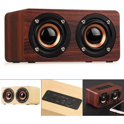 Portable Retro Speaker Subwoofer Music Stereo Loudspeaker with FM Radio TF Card AUX USB Bluetooth-compatible for Home Outdoor