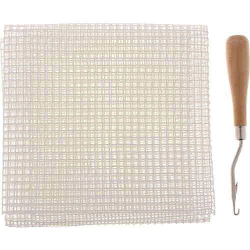 Latch Hook Rug Making Tools DIY Hooking Knitting, White Blank Canvas Mesh