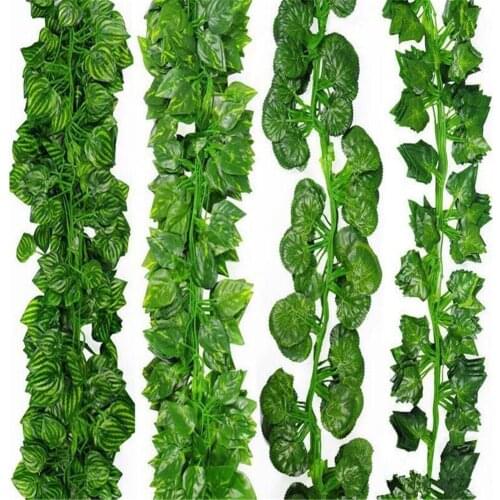 2M 24Pcs Wired Ivy Leaves Garland Silk Artificial Vine Greenery For Wedding Home Office Decoratiove Wreaths 2017 New Style