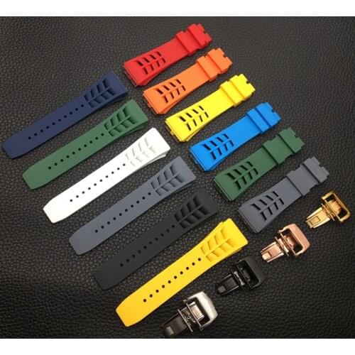 Original quality Imported Nature colorful Silicone Rubber 20mm Watchband For Richard Watch Mille Strap band butterfly buckle