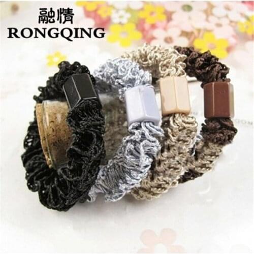 RONGQING 100pcs/lot Colour random delivery Mixed wholesale Lace Cloth Weave Hair jewelry for women