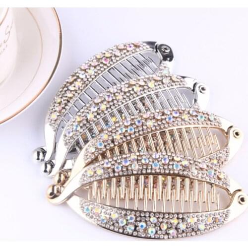 Fish Shape Banana Hair Claw Clips DIY Hair Styling Rhinestone Crystal Jewelry Barrettes Hairpins Hair Accessories Girls Women