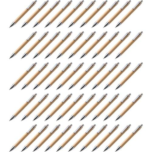 50Pcs/Lot Bamboo Ballpoint Pen Stylus Contact Pen Office & School Supplies Pens & Writing Supplies Gifts With Blue Ink