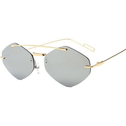 2020 Irregular Personality Frameless Sunglasses Men Retro Round Metal Frame Colorful Lens Sun Glasses Women with case
