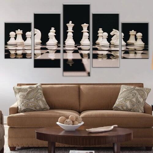 Modern 5 Pieces Canvas Art Painting Chess Game 4K Poster HD Print on Canvas Modular Wall Paintings for Living Room Wall