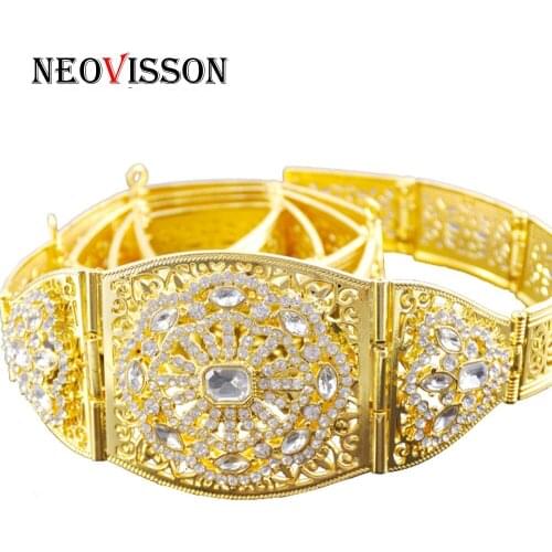NEOVISSON Gold Color Female Caftan Belt Algeria Ethnic Wedding Jewelry Africa Robe Waist Chain