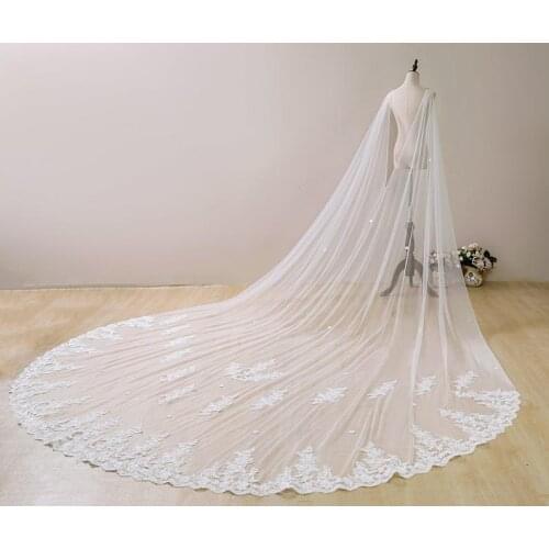 Cathedral Length Wedding Shawl White/Ivory Tulle Wedding Veil Shawl Lace Bridal Shawl Veil Wedding Accessories