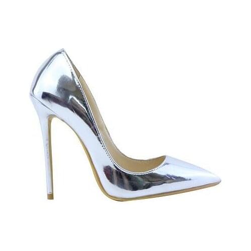 Sexy blue high heel stilettos pointed toe super high thin heels slip on women party dress silver pink purple gold shoes pumps