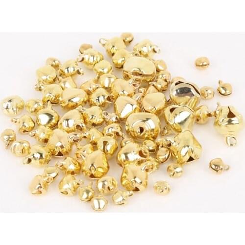 6/8/10/12/14mm Jingle Bells Gold Color Iron Loose Beads with Sounds Festival Christmas Party Decoration DIY Crafts Accessories