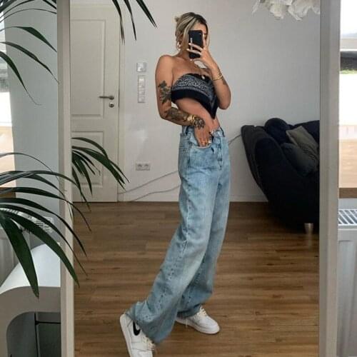 Europe and the United States 2021 summer womens new high waist slim casual versatile loose straight fashion jeans