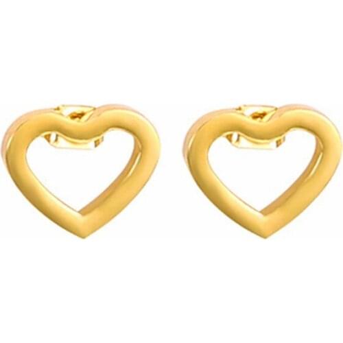 RIR Stainless Steel Gold Hollow Heart Shaped Stud Earrings Temperament Ladies Jewelry Earrings Wedding Valentines Day Gift