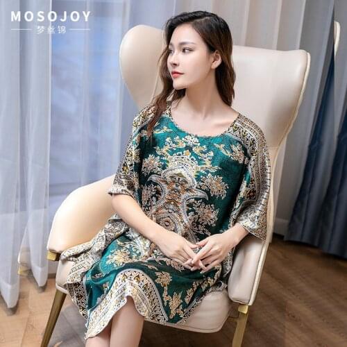 New Arrival Lake Blue Chinese Women Silk Rayon Robe Dress Sexy Summer Printed Floral Nightwear Kimono Bath Gown Flowers One Size