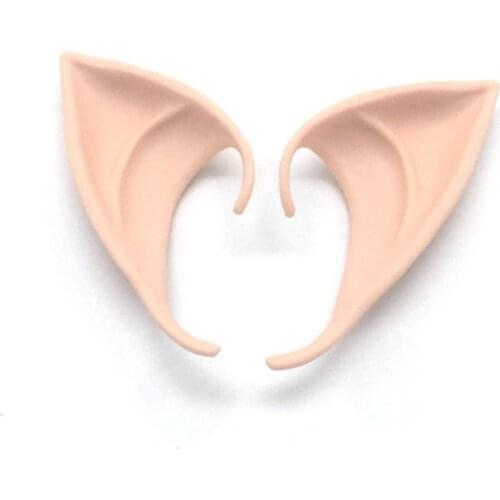 1Pair Elf Ears Halloween False Ears Cosplay Props Teeth Fangs Vampire Latex Soft Pointed Mysterious Fairy Ear Party Supplies