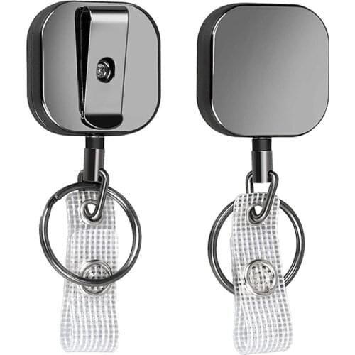 1 Pcs Fashion Square Metal Retractable Nurse Badge Reel Clip Badge Holder Students Doctor Id Card Holder Easy Pull Keychain