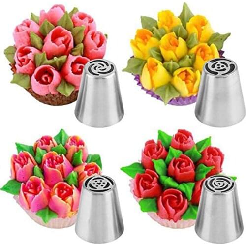 1PC Cake Nozzles Stainless Steel Russian Tulip Icing Piping DIY Flower Mouth Cream Pastry Tips Cupcake Bakery Decorating Tools