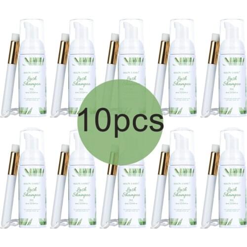 10 bottles 60ml Eyelash Cleaner Foam Shampoo Pump Press Design lash lift Eyelash Cleaner Foam Eyelash Extension Lash Shampoo Kit