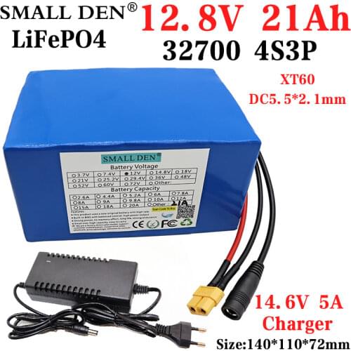 12.8V 21Ah 32700 Lifepo4 Rechargeable Battery Pack 4S3P 12V Electric Boat Uninterruptible Power Supply Battery +14.6V 5A Charger