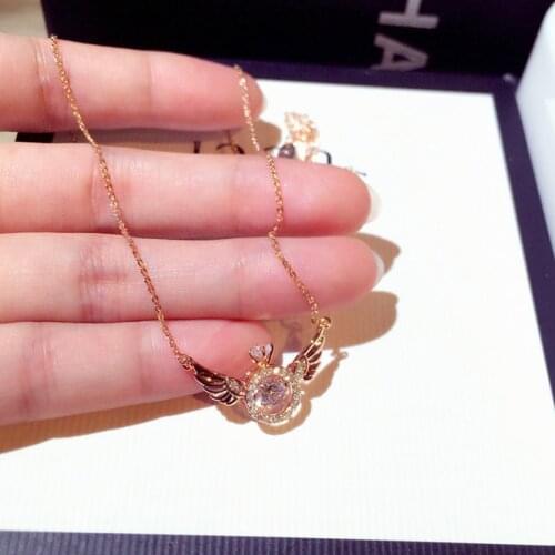 2021 New Fashion Super Shine Zircon Angle Wing Necklace for Women Luxury Rhinestone Stylish Choker Kolye Feminia Bijoux Gifts