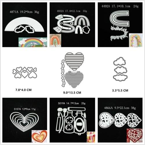 25 Styles) 2021 Rainbow Metal Cutting Dies DIY Scrapbooking Paper Album Crafts Heart Mould Cards Blade Punch Bottle Stencils