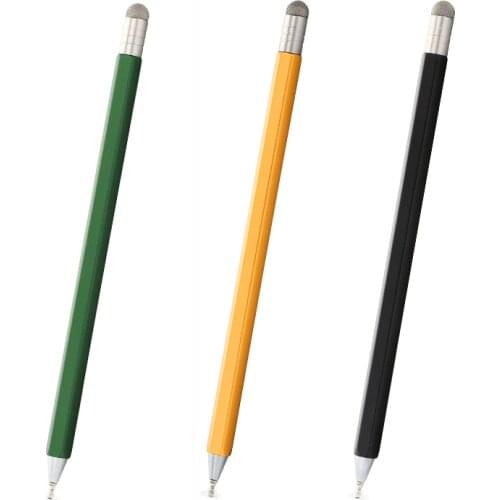 3pcs/lot One-piece Rotating Storage Capacitive Pen Disc Cloth Head 2 in 1 Pencil-type Stylus With Most Touchscreen Devices